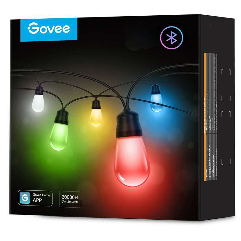 Govee RGBIC Warm White Wi-Fi & Bluetooth Smart Outdoor String Lights (15m)