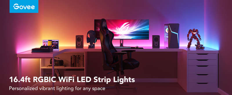 Govee RGBIC Basic Wi-Fi + Bluetooth LED Strip Lights - Smart Indoor Light - (5m / 10m)
