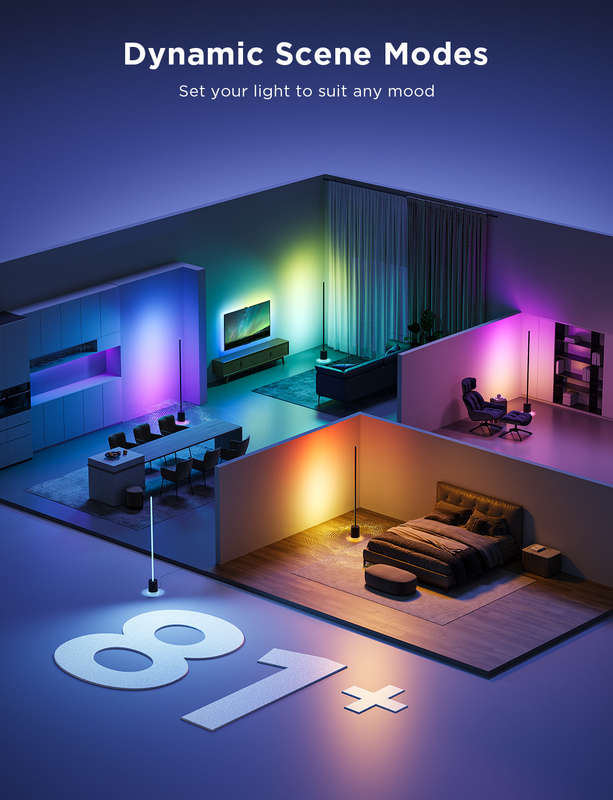 Govee Floor Lamp Pro RGBICWW Smart Floor Lamp with Speaker - 1.7m - Black