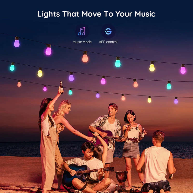 Govee RGBIC Warm White Wi-Fi & Bluetooth Smart Outdoor String Lights (15m)