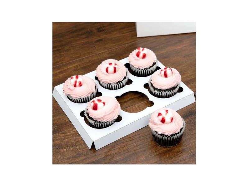 6 Cupcake Window Cupcake Box With Inserts -  White