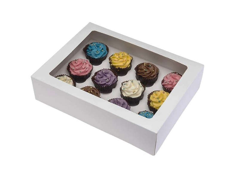 12 Cupcake Window Box With Inserts - White