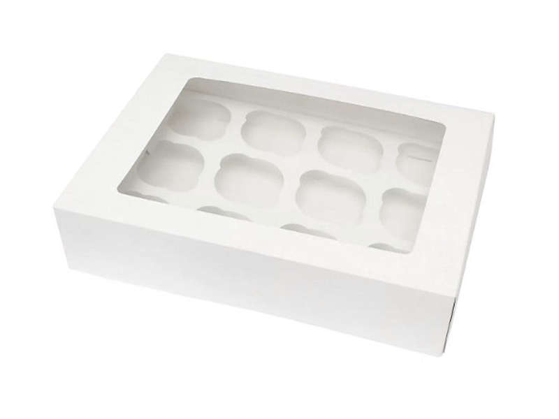 12 Cupcake Window Box With Inserts - White