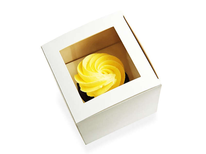 1 Cupcake Window Boxes with Inserts - White