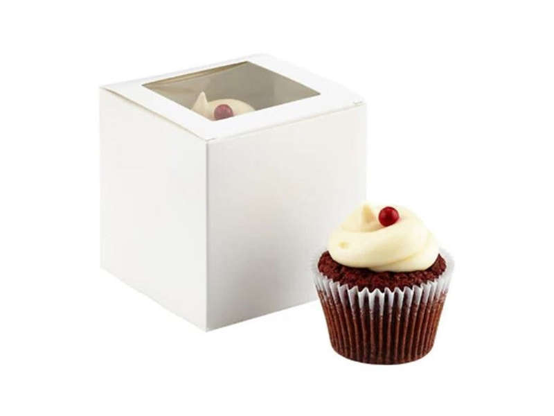 1 Cupcake Window Boxes with Inserts - White