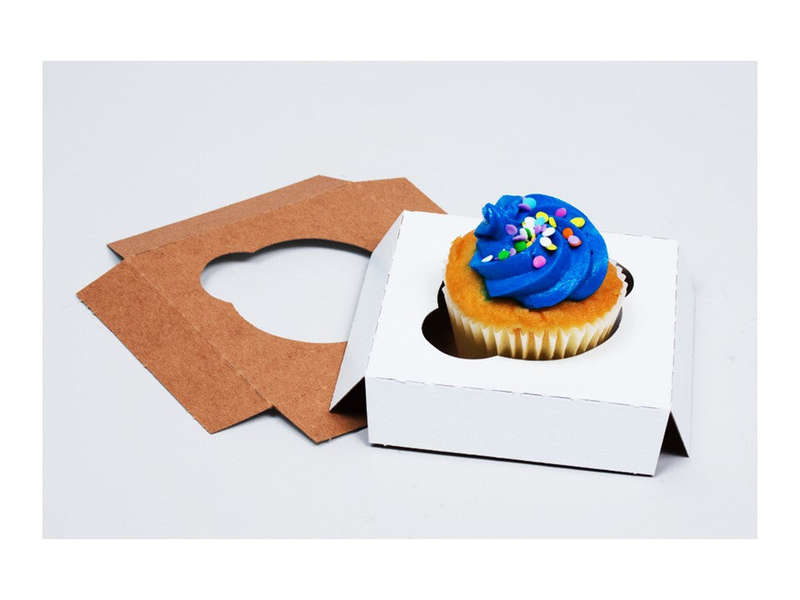 1 Cupcake Window Boxes with Inserts - White
