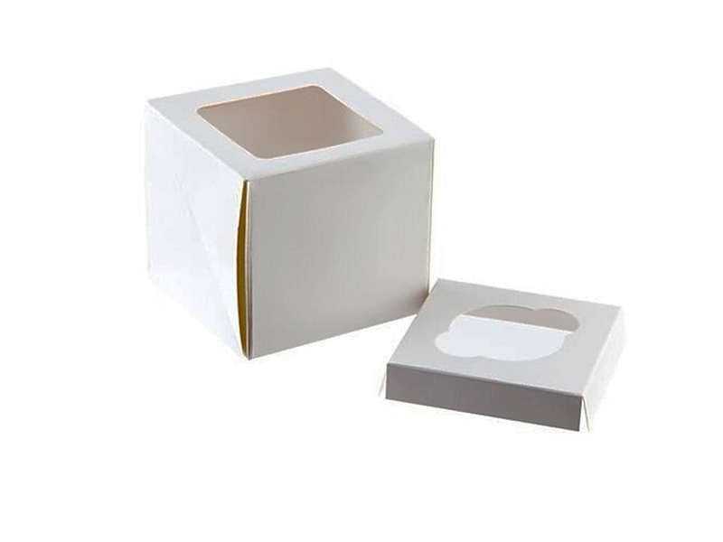 1 Cupcake Window Boxes with Inserts - White