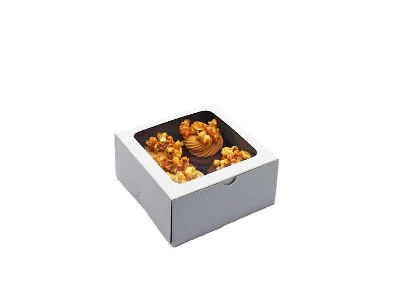 6x6x3" Window Cake and Pastry Box  - White
