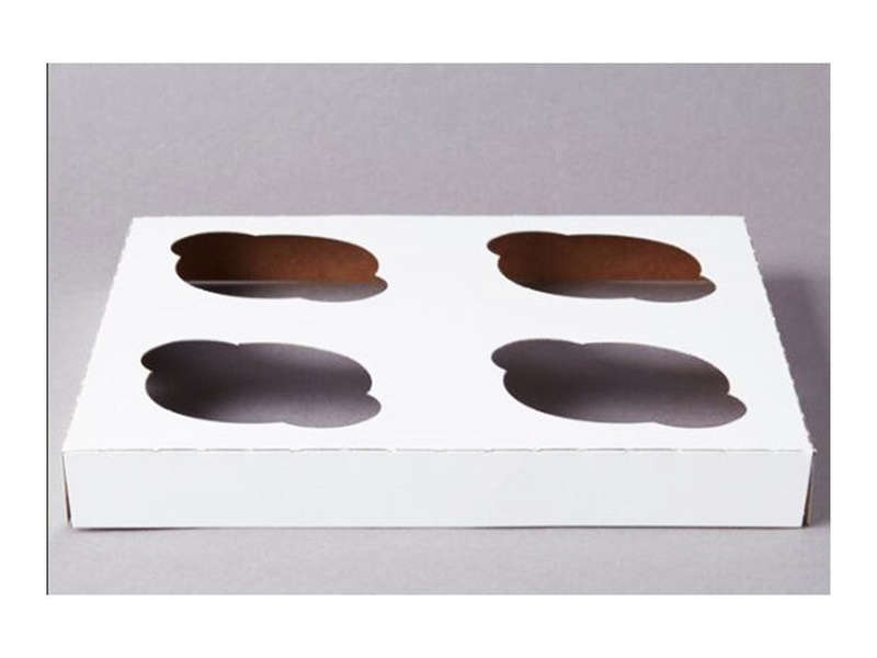 4 Cupcake Window Box With Insert - White