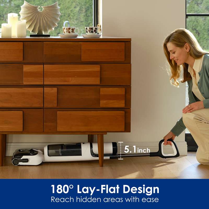 FLOOR ONE Stretch S6 - 35min, Smart 180° Lay Flat Wet Dry Cordless Vacuum Floor Washer & Mop Stick