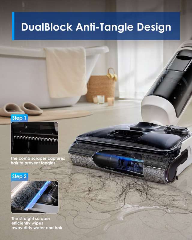 FLOOR ONE Switch S6 Stretch - 65min, Smart 180° Lay Flat Wet Dry Cordless Vacuum Floor Washer & ...