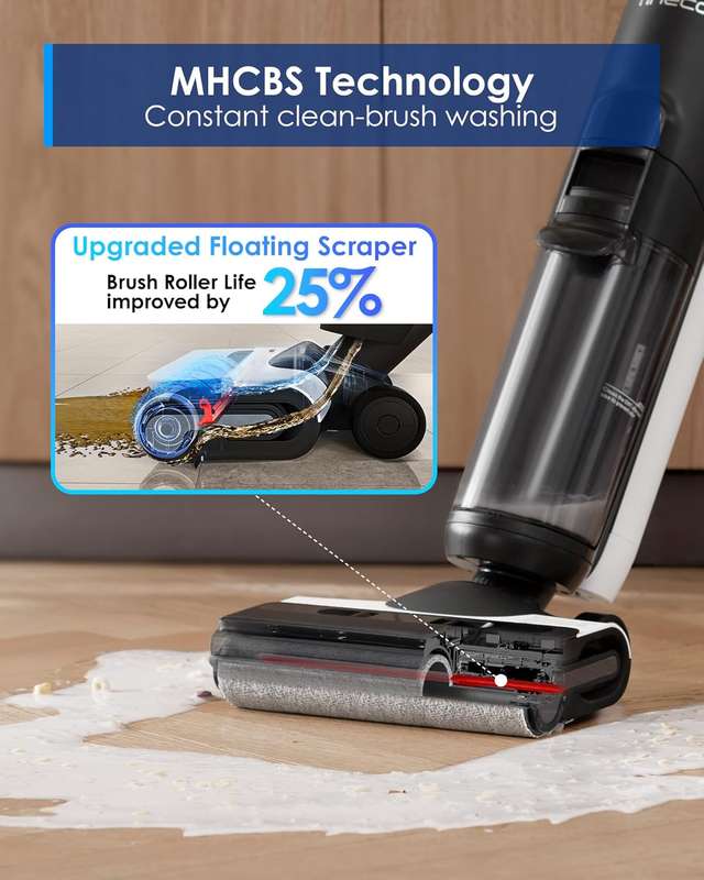 FLOOR ONE Switch S6 Stretch - 65min, Smart 180° Lay Flat Wet Dry Cordless Vacuum Floor Washer & ...