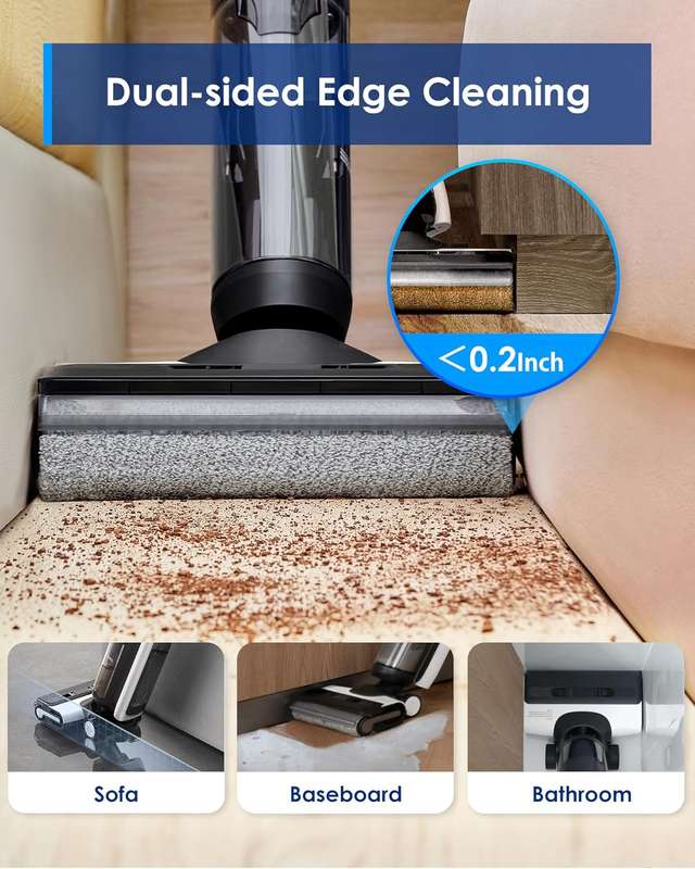 FLOOR ONE Switch S6 Stretch - 65min, Smart 180° Lay Flat Wet Dry Cordless Vacuum Floor Washer & ...