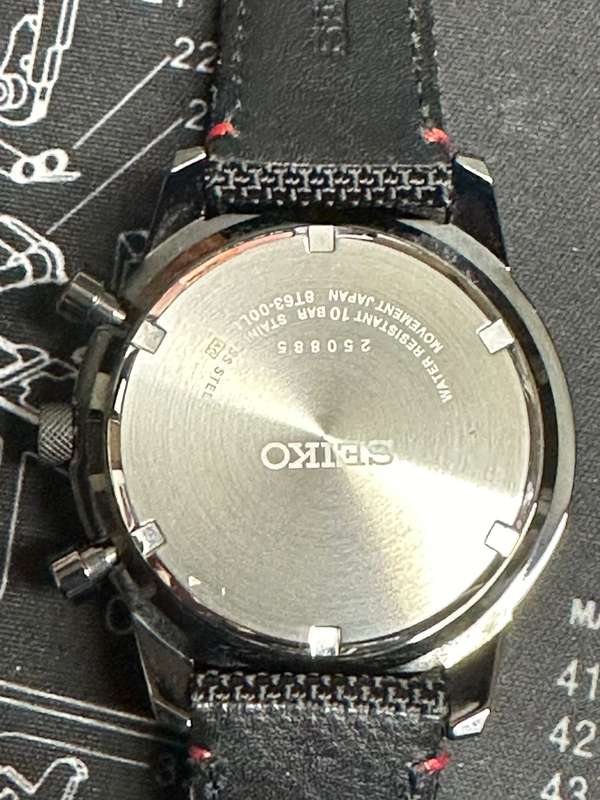 Seiko Men's Stainless Steel Japanese Quartz Leather Calfskin Strap Chronograph Watch SSB359