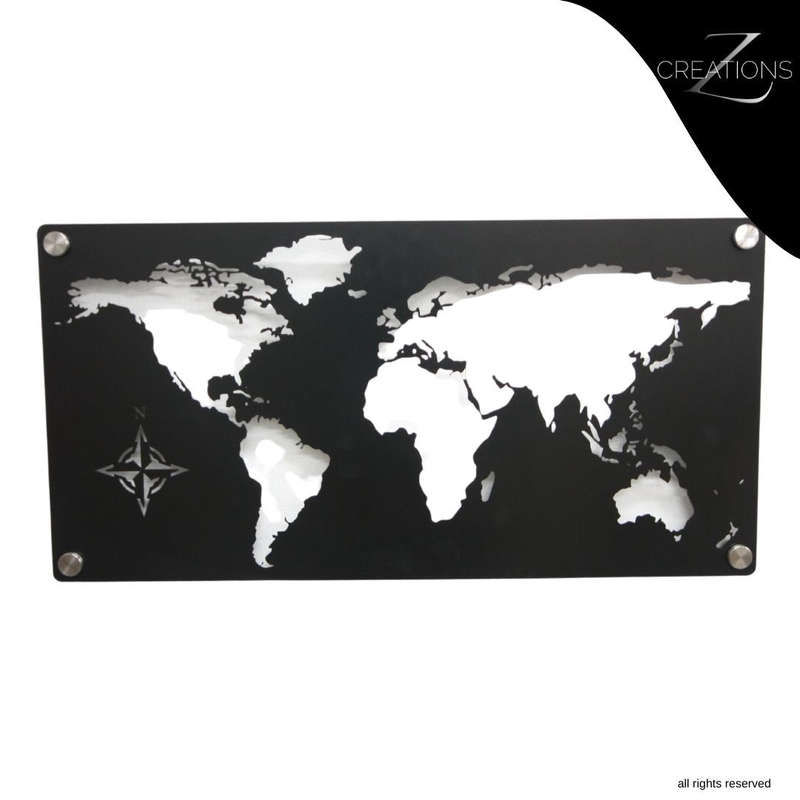 World Map Steel Wall Art