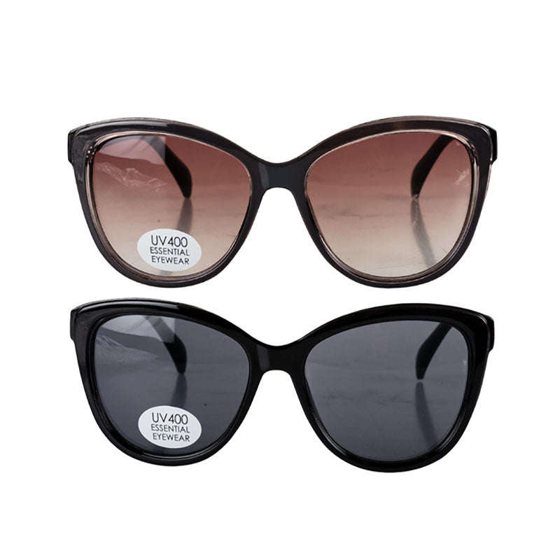 Sunglasses Essential UV400 Ladies Round Cateye (Pack of 2)
