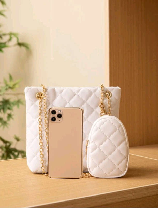 White 2pcs Combo Handbag