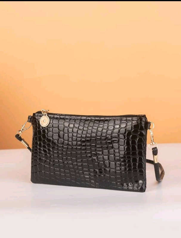 Mini Square Embossed Black Bag