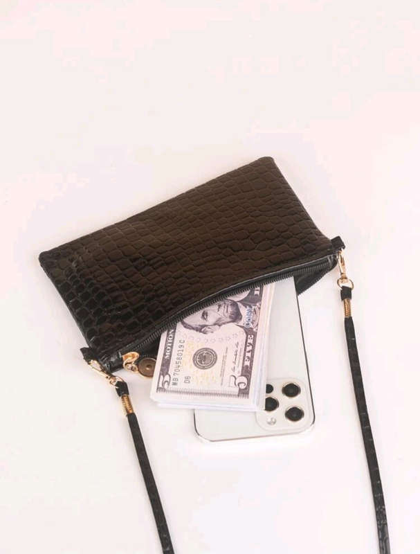 Mini Square Embossed Black Bag