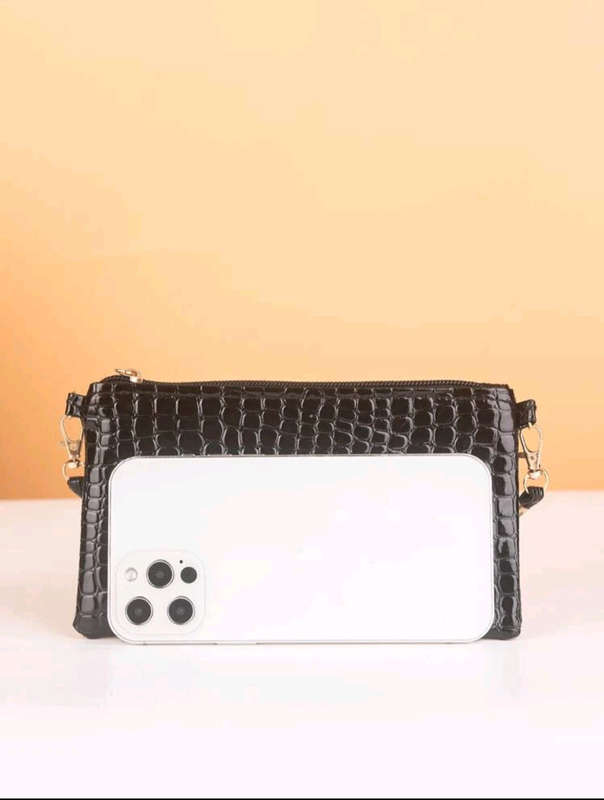 Mini Square Embossed Black Bag