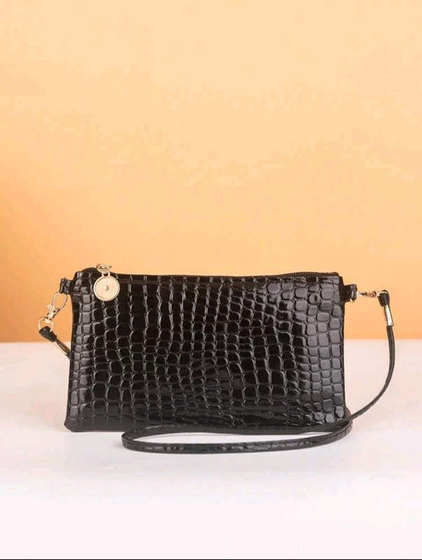 Mini Square Embossed Black Bag