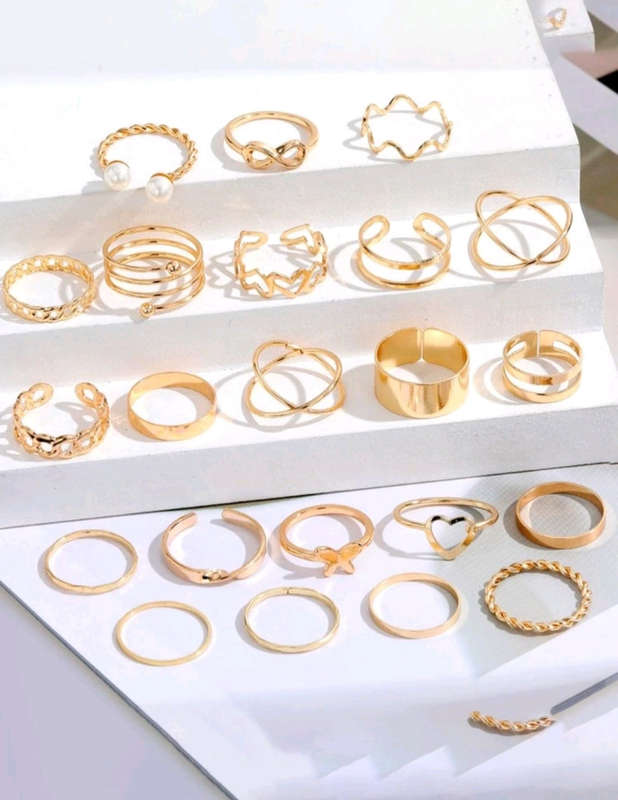22pcs/Set Butterfly & Faux Pearl Decor Ring
