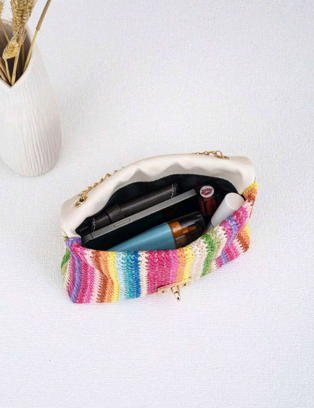 Woven Colorful One Shoulder Chain Bag