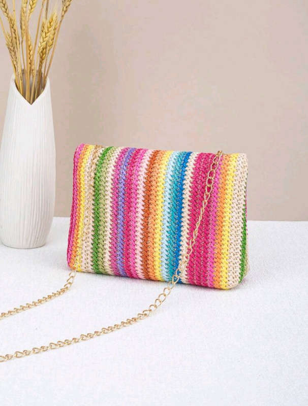 Woven Colorful One Shoulder Chain Bag
