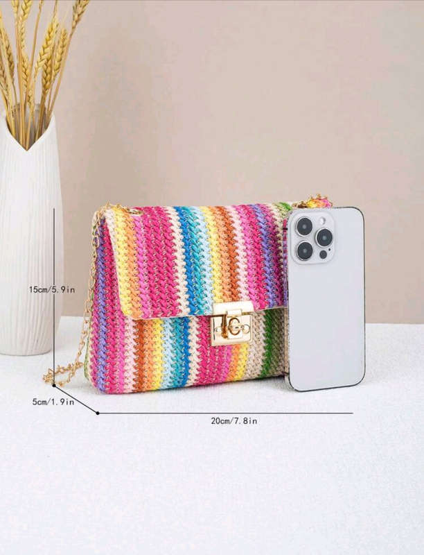 Woven Colorful One Shoulder Chain Bag