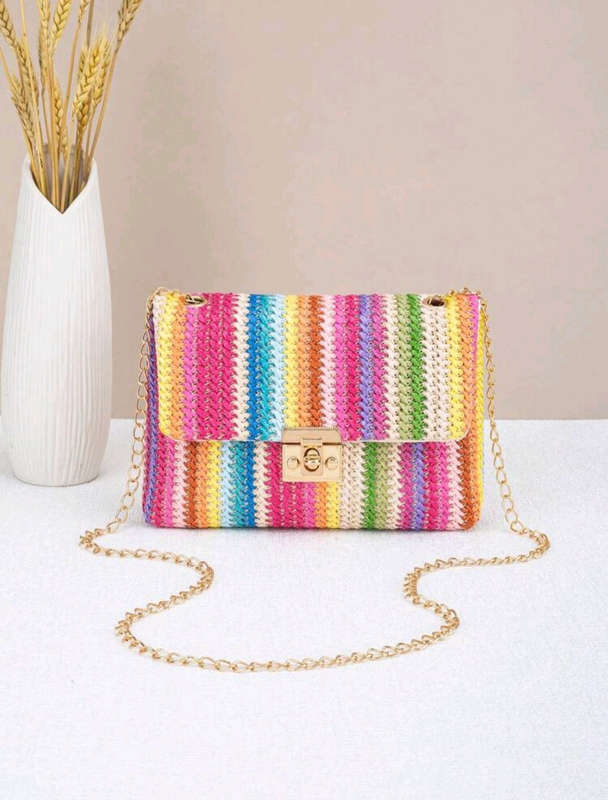 Woven Colorful One Shoulder Chain Bag