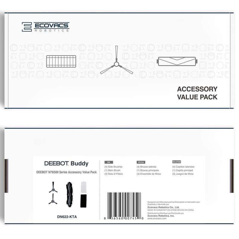 DEEBOT 500 Buddy Kit - 1 Main Brush, 4 Side Brush, 3 Filter/Sponge