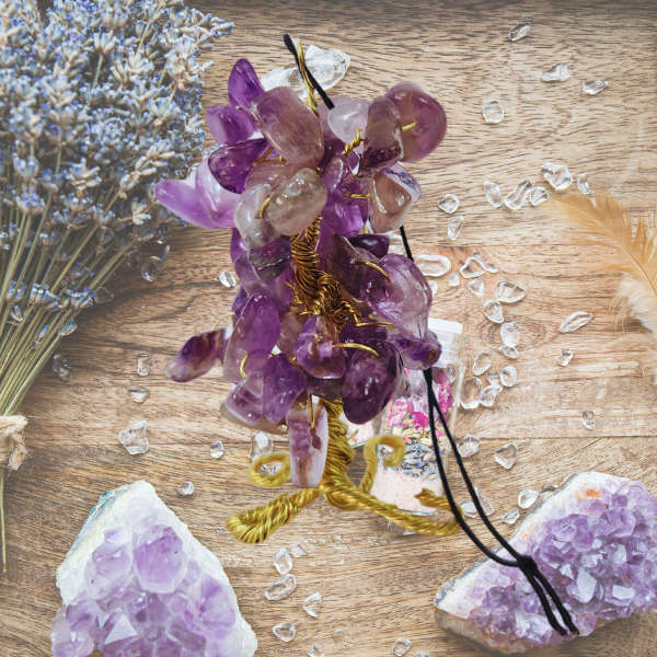 Amethyst Gem Tree Rearview Mirror Charm