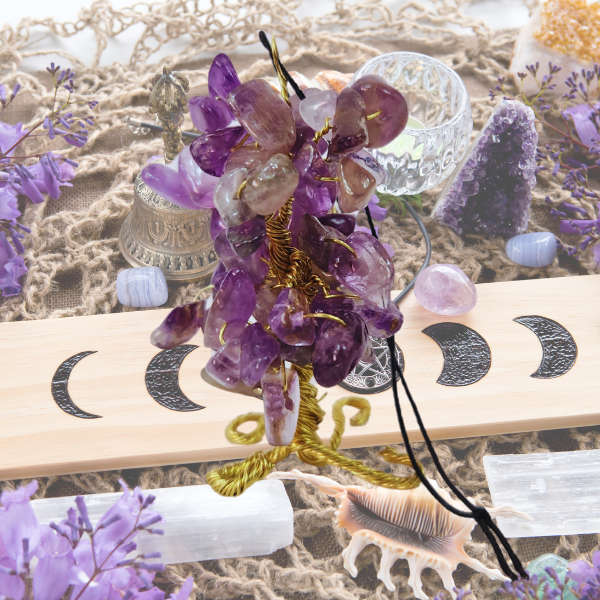 Amethyst Gem Tree Rearview Mirror Charm