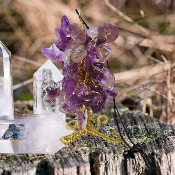 Amethyst Gem Tree Rearview Mirror Charm