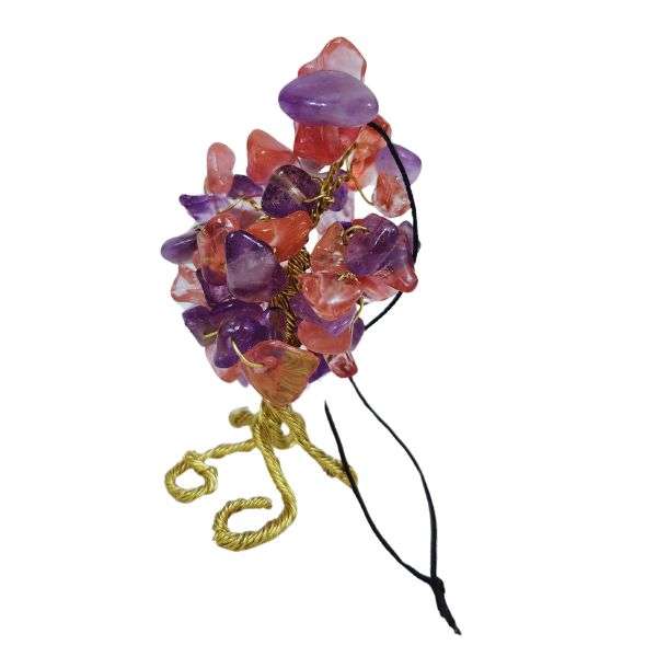 Amethyst & Cherry Quartz Gem Tree Rearview Mirror Charm