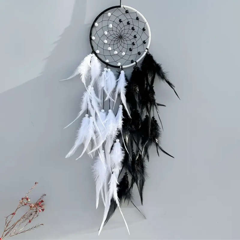 Black & White Dreamcatcher  Balance, Protection & Timeless Elegance