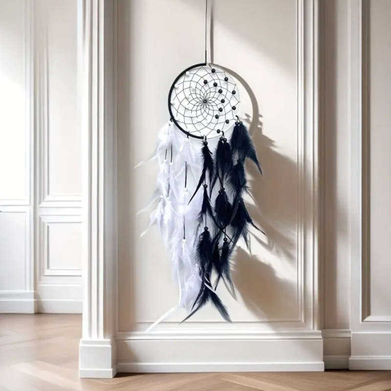Black & White Dreamcatcher  Balance, Protection & Timeless Elegance