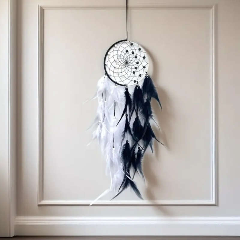 Black & White Dreamcatcher  Balance, Protection & Timeless Elegance