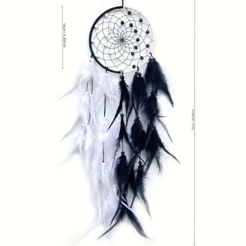 Black & White Dreamcatcher  Balance, Protection & Timeless Elegance
