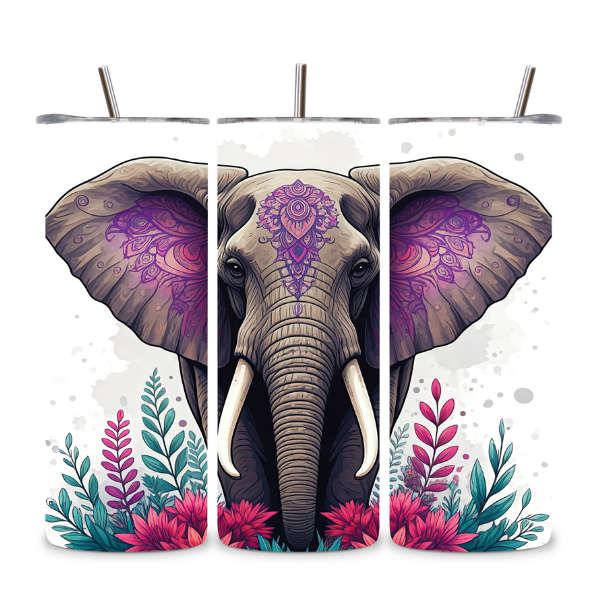 Boho Purple Elephant Tumbler