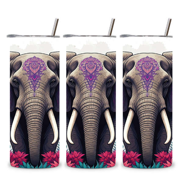 Boho Purple Elephant Tumbler