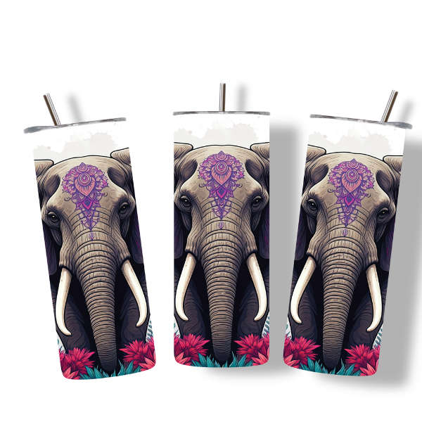 Boho Purple Elephant Tumbler