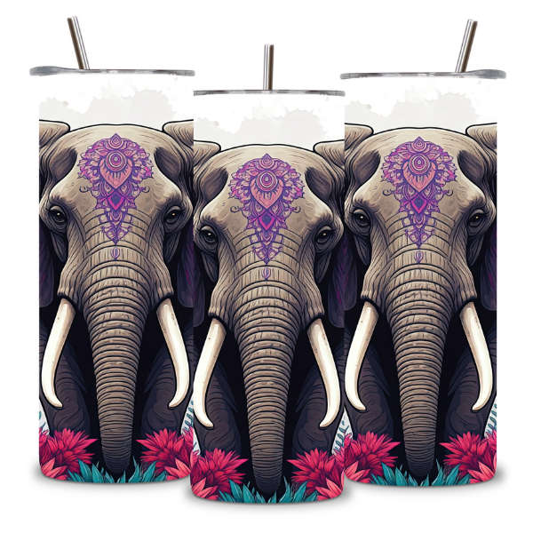 Boho Purple Elephant Tumbler