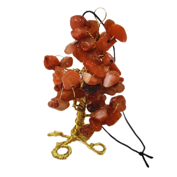 Carnelian Gem Tree Rearview Mirror Charm