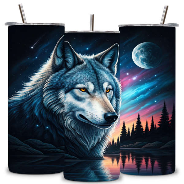 Celestial Cosmic Wolf Tumbler