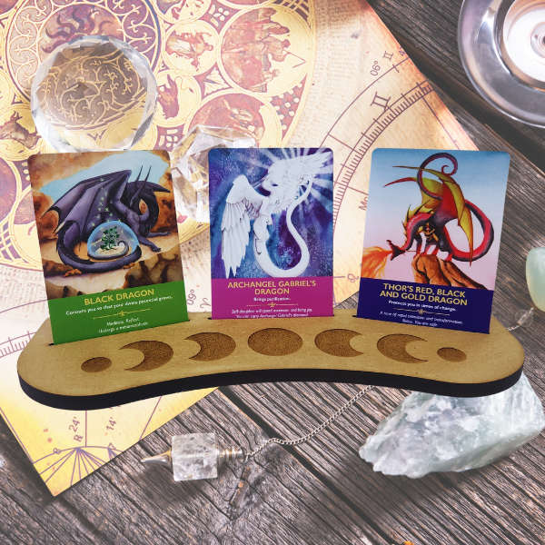 Celestial Guidance Tarot Stand  Moon Phase Triple Card Holder