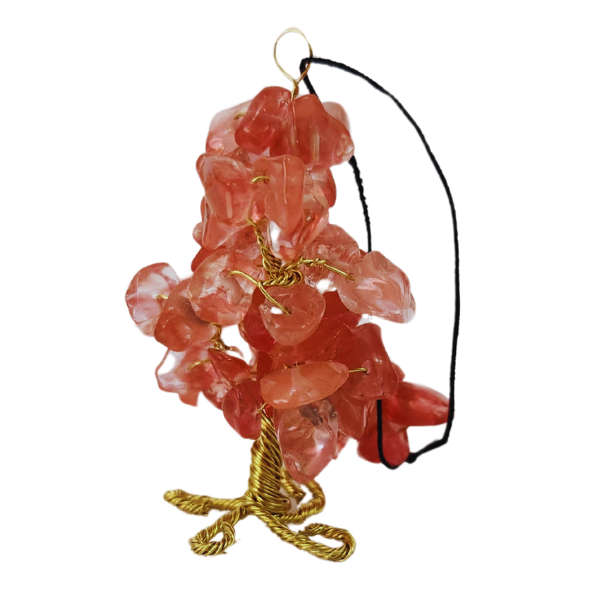 Cherry Quartz Gem Tree Rearview Mirror Charm