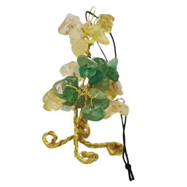 Citrine & Green Aventurine Gem Tree Rearview Mirror Charm