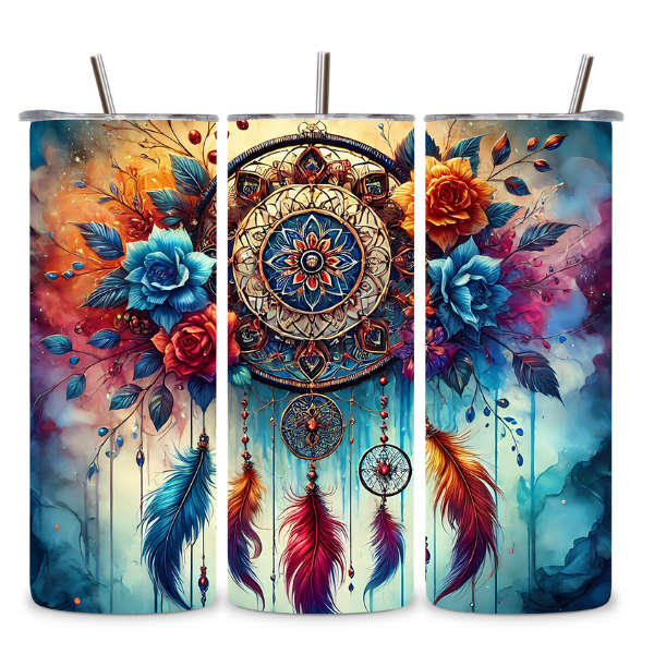 Colorful Floral Dreamcatcher Tumbler