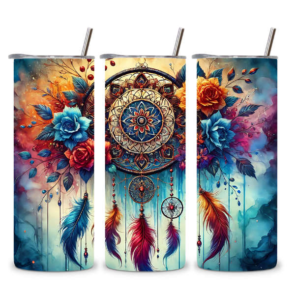 Colorful Floral Dreamcatcher Tumbler
